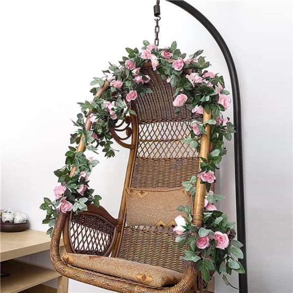 2 PCS (16FT) Fake Rose Vine Garland Artificial Flowers Plants for Hotel Wedding - Picture 6 of 7